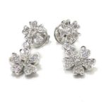 Pendientes diamantes flores oro blanco