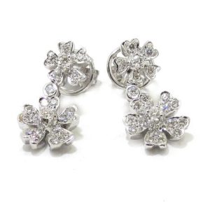 Pendientes diamantes flores oro blanco