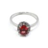 Anillo oro blanco zafiro padparadsha con brillantes