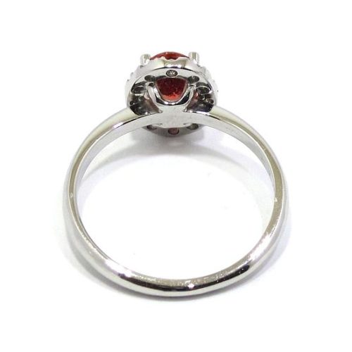 Anillo oro blanco zafiro padparadsha con brillantes