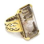 Anillo Cuarzo rutilo plata chapada