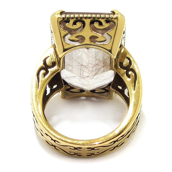 Anillo Cuarzo rutilo plata chapada