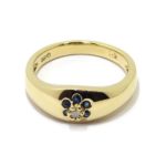 Anillo diamante zafiros oro amarillo