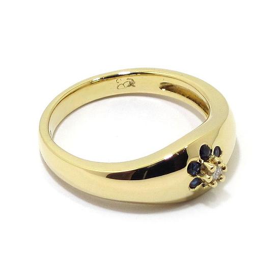 Anillo diamante zafiros oro amarillo