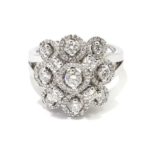 Anillo diamantes 9 orlas oro blanco