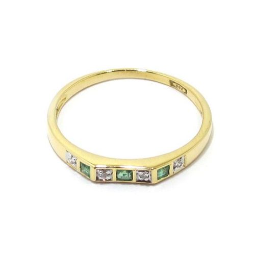 Anillo diamantes esmeraldas oro amarillo