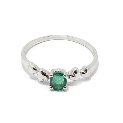 Anillo esmeralda corazones oro blanco
