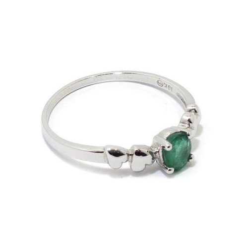 Anillo esmeralda corazones oro blanco