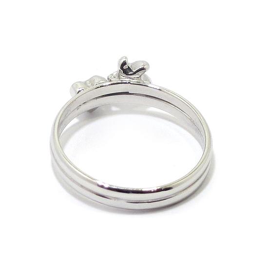 Anillo estrella corazon 2 diamantes oro blanco
