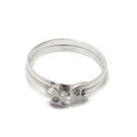 Anillo estrella luna 2 diamantes oro blanco
