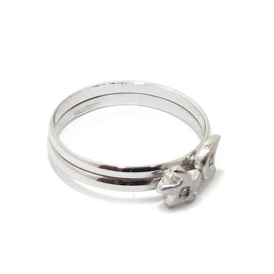 Anillo estrella luna 2 diamantes oro blanco