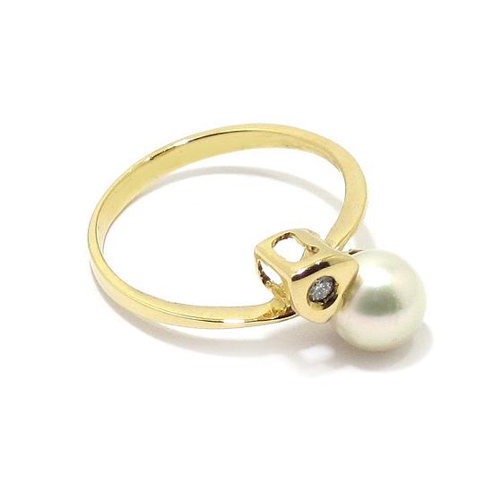 Anillo perla diamante oro amarillo