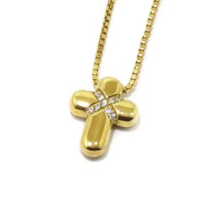 Collar cruz diamantes colgante oro amarillo