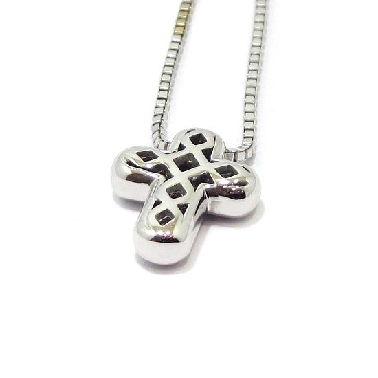 Collar cruz diamantes colgante oro blanco