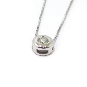 Collar diamante colgante 0.13cts oro blanco