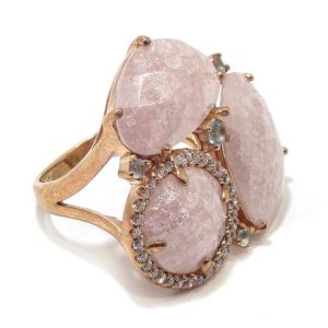 Anillo de plata cuarzo rosa