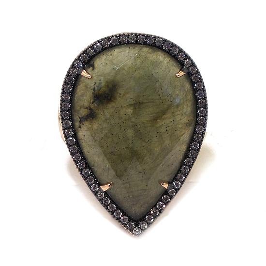 Anillo de plata labradorita circonitas