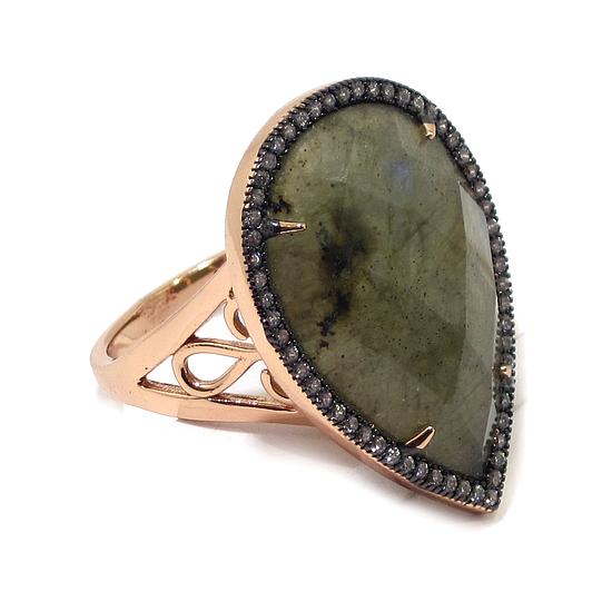Anillo de plata labradorita circonitas