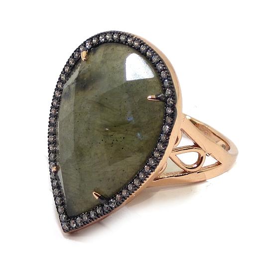 Anillo de plata labradorita circonitas - Imagen 2