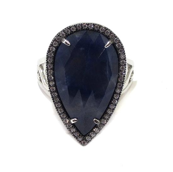 Anillo de plata zafiro circonitas rutenio