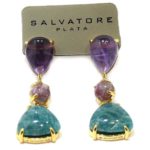 Pendientes de plata amatista turquesa amazonita