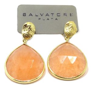 Pendientes de plata jade naranja