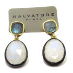 Pendientes de plata labradorita y piedra luna