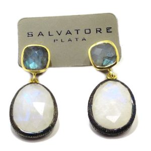 Pendientes de plata labradorita y piedra luna