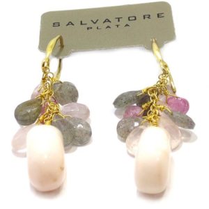 Pendientes de plata opalo labradorita rutilato turmalina