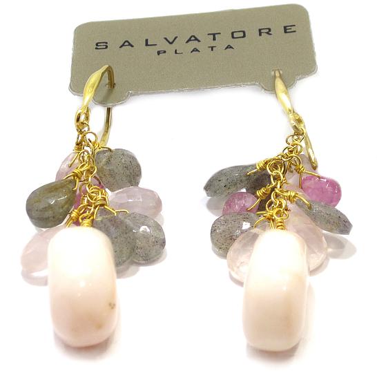 Pendientes de plata opalo labradorita rutilato turmalina