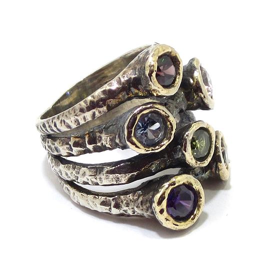 Anillo de plata 6 hidrotermales multicolor - Imagen 2
