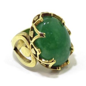 Anillo de plata Jade Nefrita verde intenso