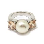 Anillo de plata perla circonitas