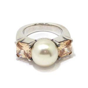 Anillo de plata perla circonitas