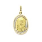 Medalla Virgen niña 13x17mm nácar oro
