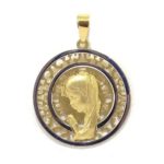 Medalla Virgen niña 20mm oro calada
