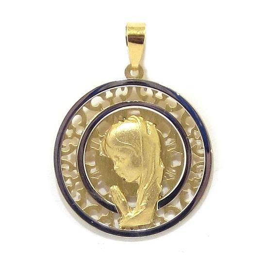 Medalla Virgen niña 20mm oro calada