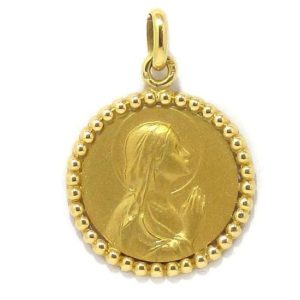 Medalla Vírgen 21mm borde bolitas oro