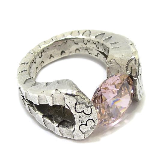 Anillo plata circonio cubico rosa - Imagen 2