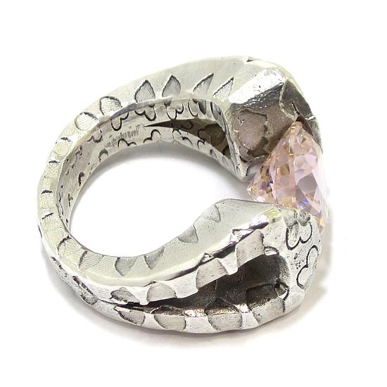 Anillo plata circonio cubico rosa - Imagen 3