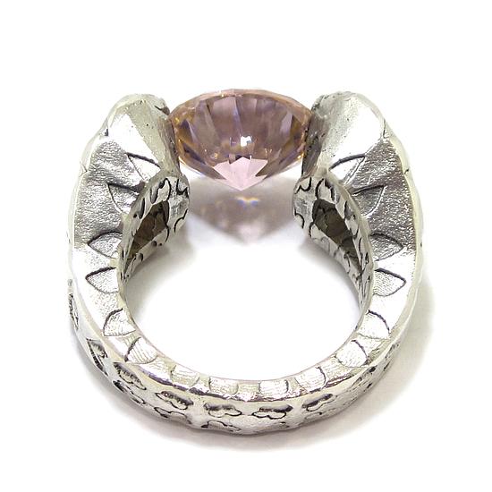 Anillo plata circonio cubico rosa - Imagen 4