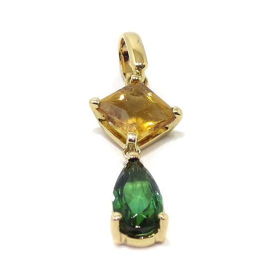 Colgante Topacio y Turmalina oro amarillo