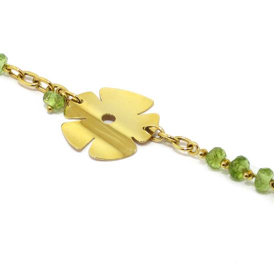 Pulsera oro amarillo blanco 13 peridotos