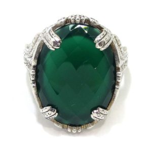 Anillo Jade oval damero Plata