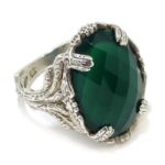 Anillo Jade oval damero Plata