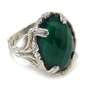 Anillo Jade oval damero Plata