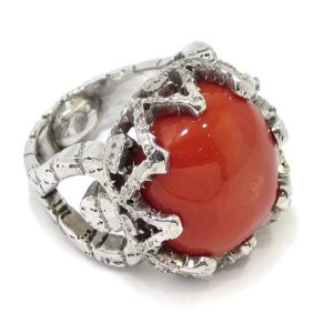 Anillo de plata 925 rodiada y Coral