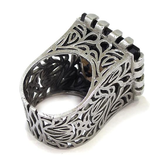 Anillo de plata 925 con cuarzo ahumado cuadrado