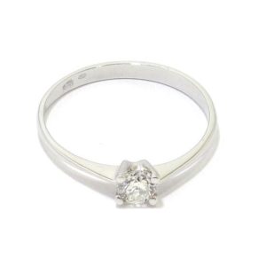 Anillo solitario oro blanco 18K con diamante talla brillante 0,23ct