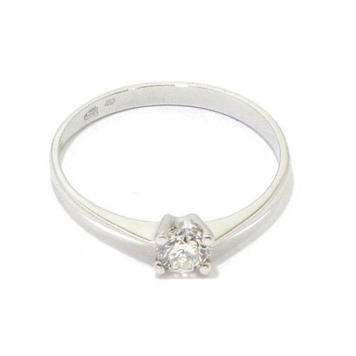 Anillo solitario oro blanco 18K con diamante talla brillante 0,23ct